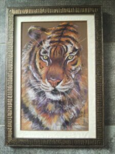 Portrait d'un tigre aux pastels colorés