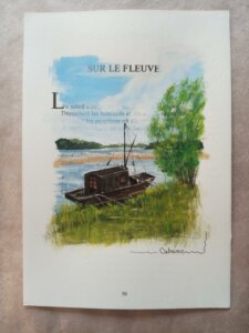 Gabarre sur la Loire en été avec banc de sable