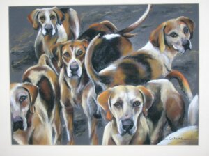 Groupe de chiens Beagle partant à la chasse